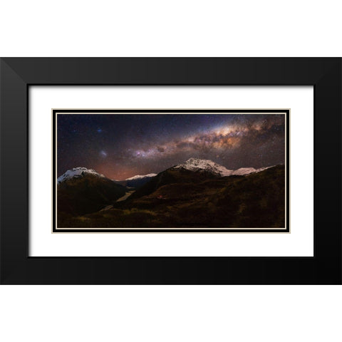 Mount Aspiring - Liverpool Hut Black Modern Wood Framed Art Print with Double Matting by Zhang, Yan