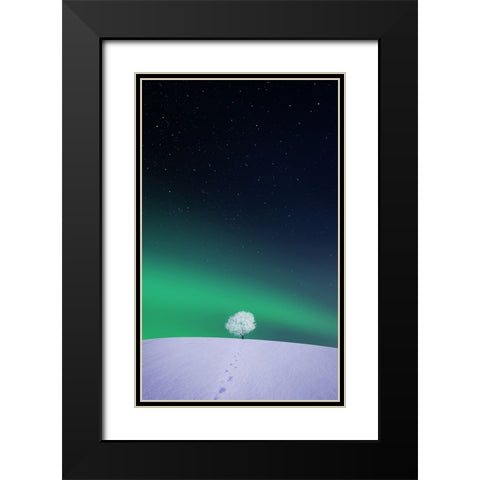 Apple Black Modern Wood Framed Art Print with Double Matting by Hamiti, Bess