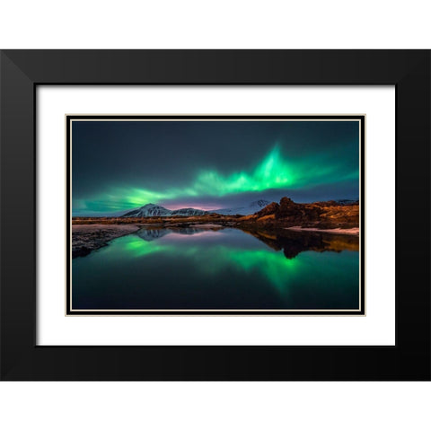 Mirrored Aurora Black Modern Wood Framed Art Print with Double Matting by Auf Dem, Andrea