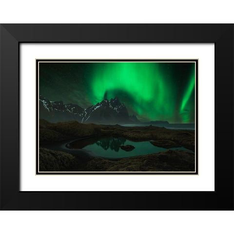 Vesturhorn Black Modern Wood Framed Art Print with Double Matting by Zhu, Jingshu
