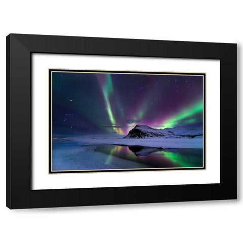 Northern Lights Reflection Black Modern Wood Framed Art Print with Double Matting by Auf Dem, Andrea