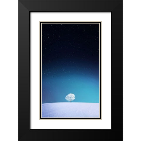 Apple Black Modern Wood Framed Art Print with Double Matting by Hamiti, Bess