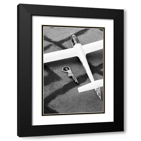 On The Airport Black Modern Wood Framed Art Print with Double Matting by Blasko, Jan
