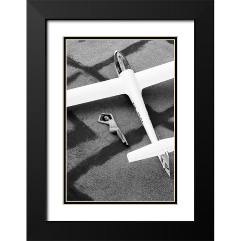 On The Airport Black Modern Wood Framed Art Print with Double Matting by Blasko, Jan
