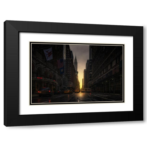 Manhattanhenge Black Modern Wood Framed Art Print with Double Matting by Martin Castan, David