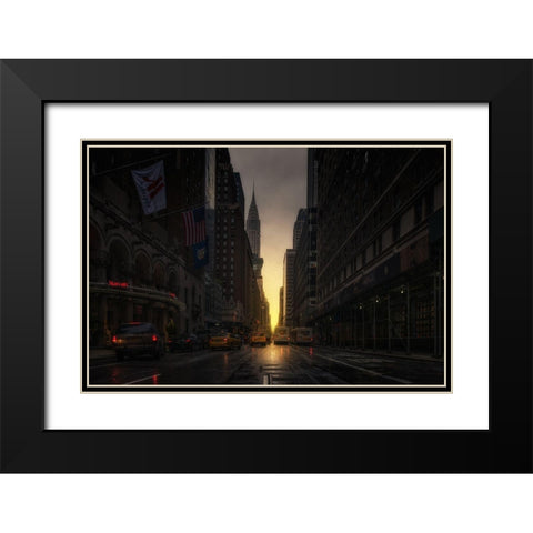 Manhattanhenge Black Modern Wood Framed Art Print with Double Matting by Martin Castan, David