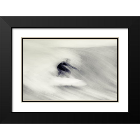 Surfing Impressions Black Modern Wood Framed Art Print with Double Matting by Swapnil