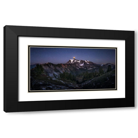 Blood Moon Over Mt. Shuksan Black Modern Wood Framed Art Print with Double Matting by Zhang, Joshua