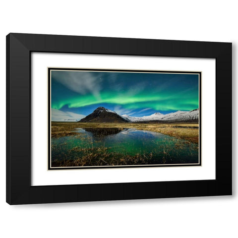 The Green Dancer Black Modern Wood Framed Art Print with Double Matting by Moreno, Miguel