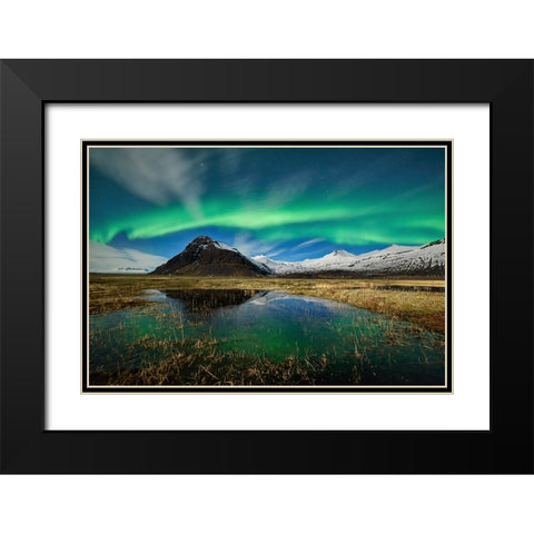 The Green Dancer Black Modern Wood Framed Art Print with Double Matting by Moreno, Miguel