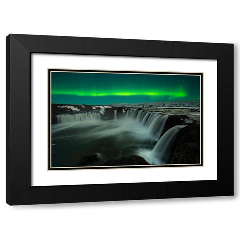 Godafoss Black Modern Wood Framed Art Print with Double Matting by Zhu, Jingshu