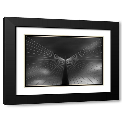 Angel In Black And White Black Modern Wood Framed Art Print with Double Matting by Ferrero, Ivan