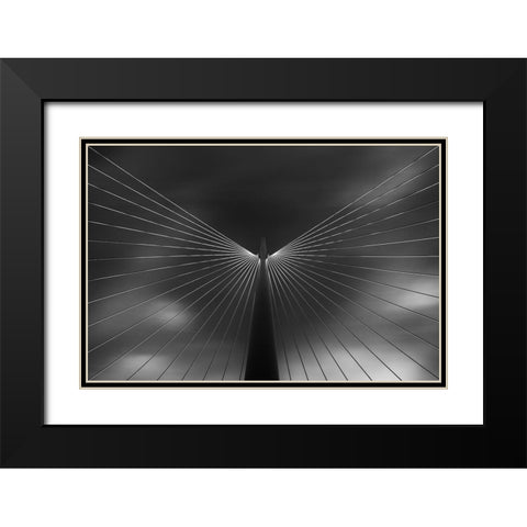 Angel In Black And White Black Modern Wood Framed Art Print with Double Matting by Ferrero, Ivan