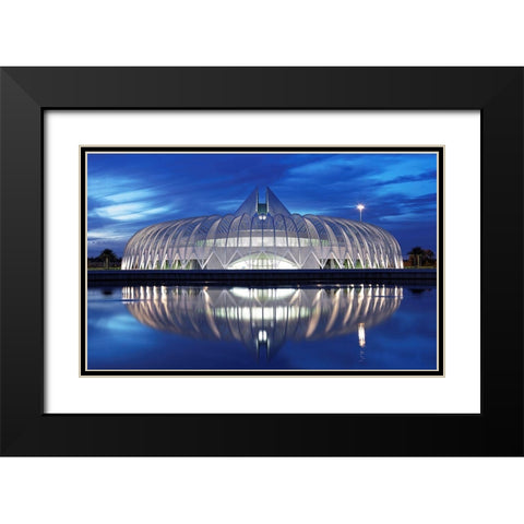Polytechnic University Of Florida At Night Black Modern Wood Framed Art Print with Double Matting by Fleckenstein, Martin