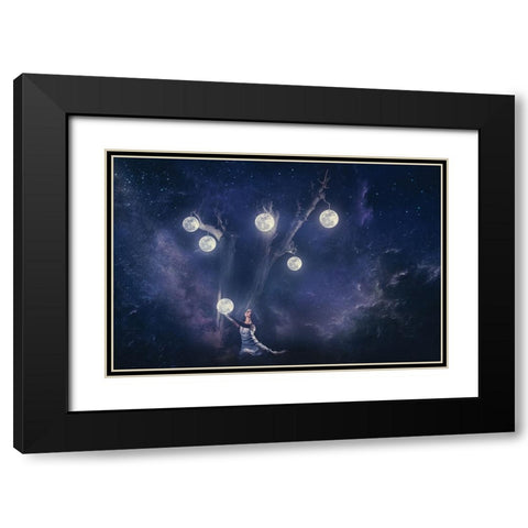 Planet Holder Black Modern Wood Framed Art Print with Double Matting by Loza, Evgeny