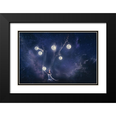 Planet Holder Black Modern Wood Framed Art Print with Double Matting by Loza, Evgeny