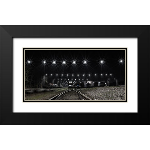 Train Stars Black Modern Wood Framed Art Print with Double Matting by Londal, Leif