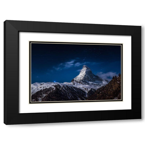 Full Moon At Matterhorn Black Modern Wood Framed Art Print with Double Matting by Gonzalez Vera, Jesus
