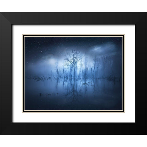 Stranger Things Black Modern Wood Framed Art Print with Double Matting by Lindsten, Christian