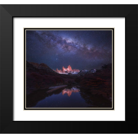 Patagonia Autumn Night Black Modern Wood Framed Art Print with Double Matting by Zhang, Yan
