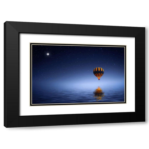 Air Ballon Black Modern Wood Framed Art Print with Double Matting by Hamiti, Bess
