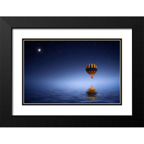 Air Ballon Black Modern Wood Framed Art Print with Double Matting by Hamiti, Bess