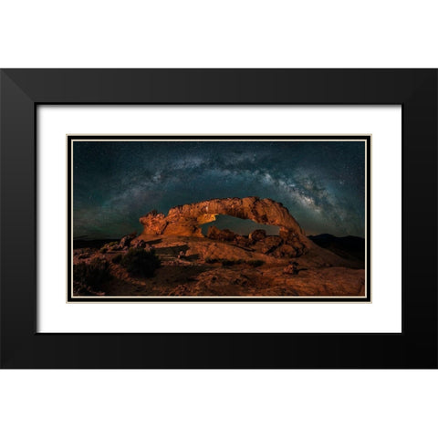 Milky Way Over The Sunset Arch Black Modern Wood Framed Art Print with Double Matting by Zhu, Hua