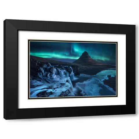 Frozen Falls Black Modern Wood Framed Art Print with Double Matting by F. Turienzo, Carlos
