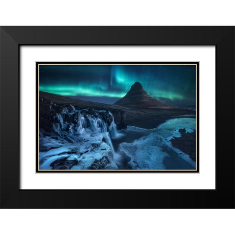 Frozen Falls Black Modern Wood Framed Art Print with Double Matting by F. Turienzo, Carlos