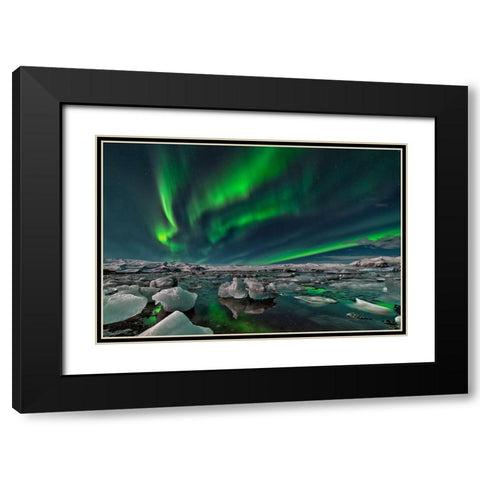 Ice Lake Black Modern Wood Framed Art Print with Double Matting by Zhu, Hua