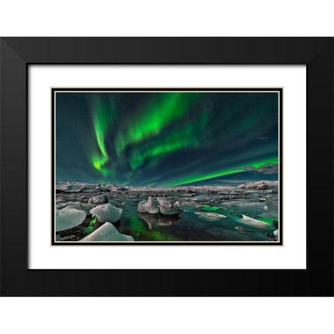 Ice Lake Black Modern Wood Framed Art Print with Double Matting by Zhu, Hua