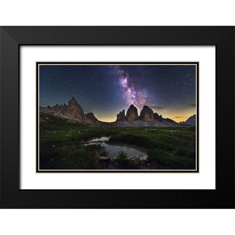 Tre Cime Di Lavaredo Black Modern Wood Framed Art Print with Double Matting by Krivec, Ales