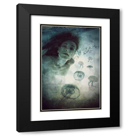 Siren Black Modern Wood Framed Art Print with Double Matting by Lazarska, Lucyna