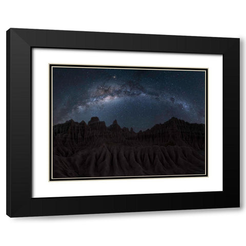Ancient Land Black Modern Wood Framed Art Print with Double Matting by Zhu, Jingshu