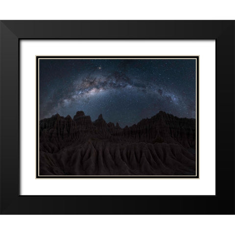 Ancient Land Black Modern Wood Framed Art Print with Double Matting by Zhu, Jingshu
