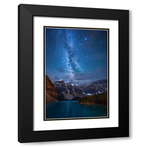 Moraine Lake Under The Night Sky Black Modern Wood Framed Art Print with Double Matting by Zheng, Michael