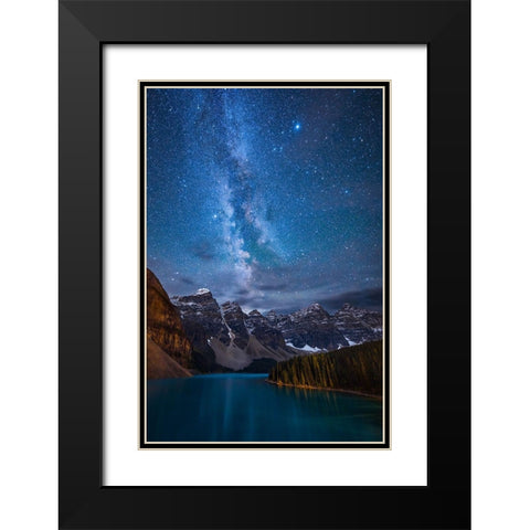 Moraine Lake Under The Night Sky Black Modern Wood Framed Art Print with Double Matting by Zheng, Michael