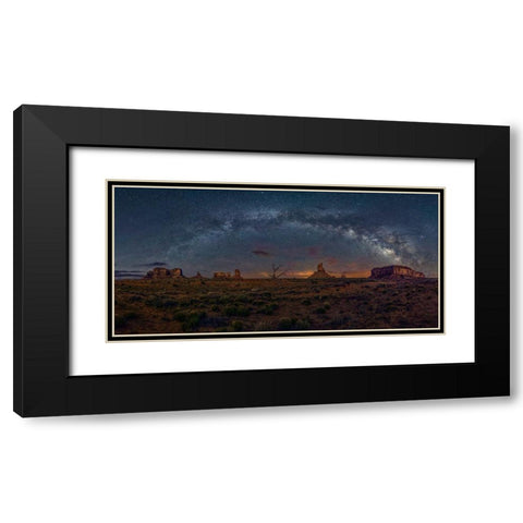 Milky Way Over The Monument Valley Black Modern Wood Framed Art Print with Double Matting by Zhu, Hua