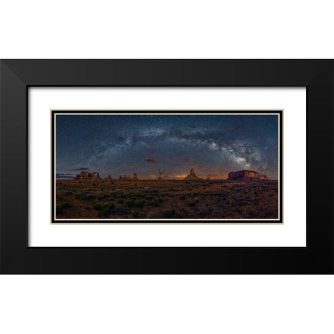 Milky Way Over The Monument Valley Black Modern Wood Framed Art Print with Double Matting by Zhu, Hua