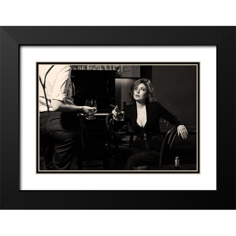 At The Bar Black Modern Wood Framed Art Print with Double Matting by Smirnov, Sergei