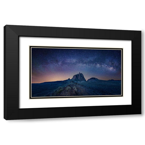Ship Rock Under The Night Sky Black Modern Wood Framed Art Print with Double Matting by Zheng, Michael