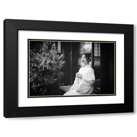 Risa Black Modern Wood Framed Art Print with Double Matting by Ishijima, Nobu