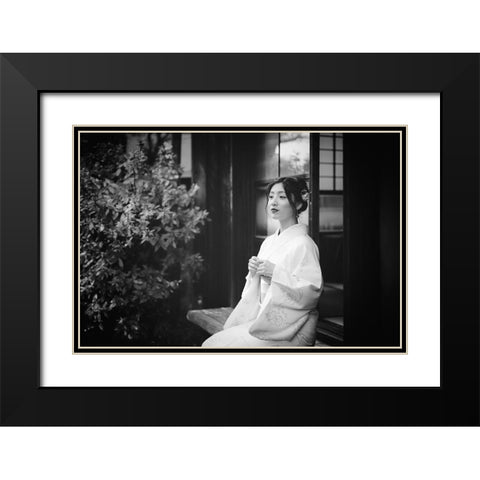 Risa Black Modern Wood Framed Art Print with Double Matting by Ishijima, Nobu