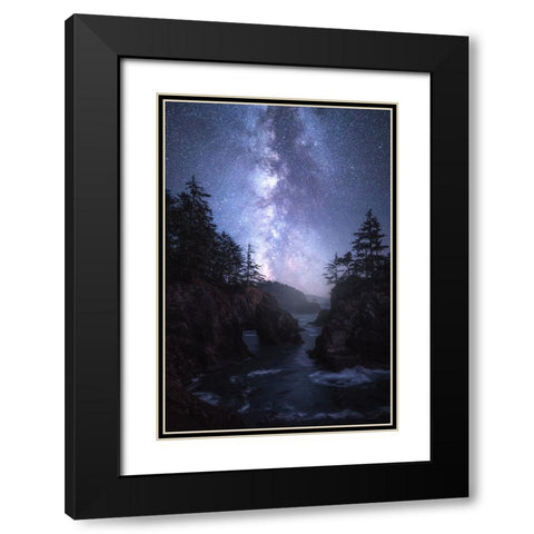 The Coast At Night Black Modern Wood Framed Art Print with Double Matting by Gastager, Daniel