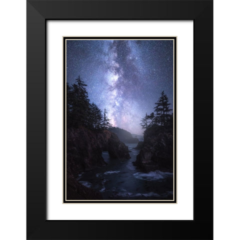 The Coast At Night Black Modern Wood Framed Art Print with Double Matting by Gastager, Daniel