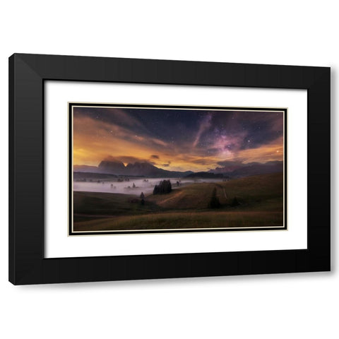 Alpe Di Siusi At Night Black Modern Wood Framed Art Print with Double Matting by Krivec, Ales