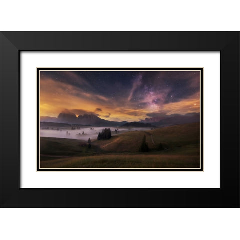 Alpe Di Siusi At Night Black Modern Wood Framed Art Print with Double Matting by Krivec, Ales