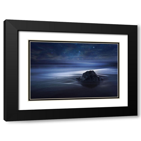 Blue Velvet Black Modern Wood Framed Art Print with Double Matting by Del Grosso, Sebastien