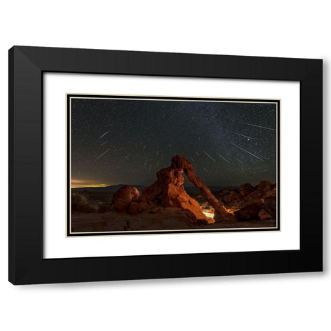 Geminid Meteor Shower Above The Elephant Rock Black Modern Wood Framed Art Print with Double Matting by Zhu, Hua
