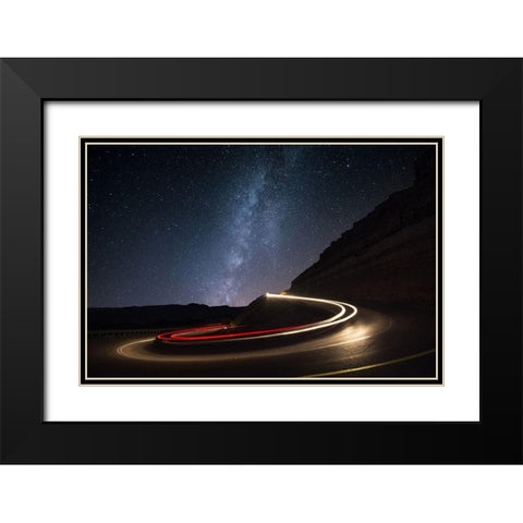 Milky Way Over Mitzpe Ramon Black Modern Wood Framed Art Print with Double Matting by Vansover, Erez
